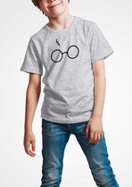 T-shirt | Harry Potter inspired | Bril | Heather grey | maat 128 (7-8 jaar)