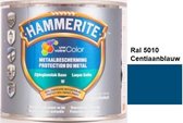 Hammerite Metaallak Lak- 2 in 1 ( primer en eindlaag) - metaal - RAL 5010 - Gentiaanblauw - 1 l zijdeglans