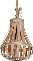 QAZQA excalibur - Landelijke Hanglamp met kap - 1 lichts - H 1400 mm - Bruin -  Woonkamer | Slaapkamer | Keuken