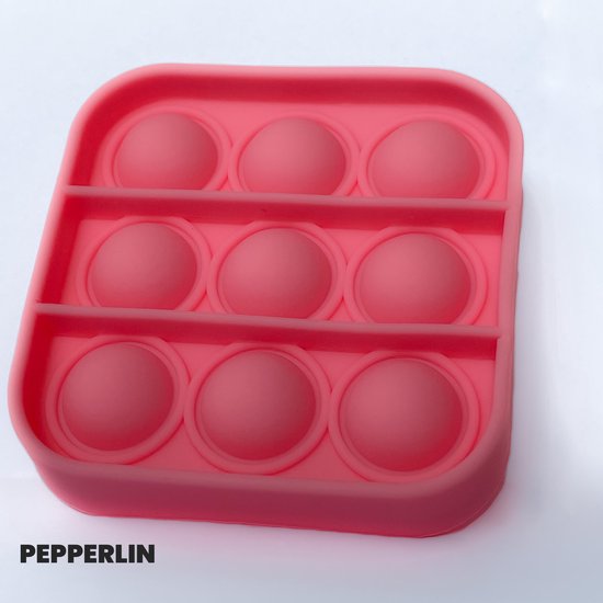 PEPPERLIN® • Blij Kind - Fidget - Pop it - Mini - Roze - Klein - Duurzaam - Gifvrij - Vierkant - Uniek