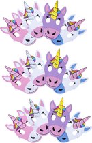 Eenhoorn Maskers |  Unicorn Kinderfeestje | 12 stuks