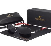 Kingseven Polaroid Zonnebril Heren - 2021 - Gepolariseerde glazen - Zwart - Rood - Zilver Sunglasses