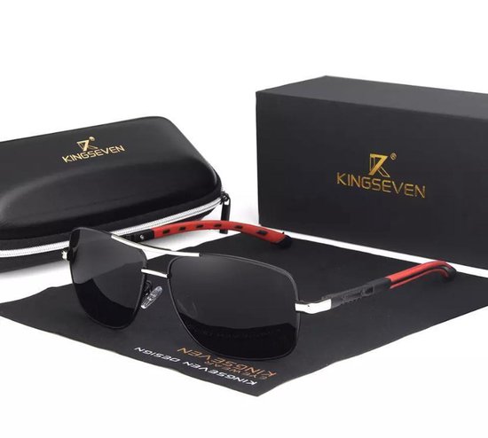 Kingseven Polaroid Zonnebril Heren - 2021 - Gepolariseerde glazen - Zwart -  Rood -... | bol.com