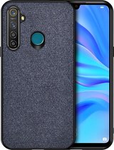 Voor OPPO Realme 5 Pro schokbestendige doektextuur PC + TPU beschermhoes (blauw)