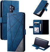 Voor Samsung Galaxy S9 Plus Skin Feel Splicing Horizontaal Flip Leather Case met houder & kaartsleuven & portemonnee & fotolijst (blauw)