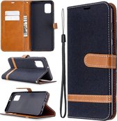 Voor Samsung Galaxy A31 denim textuur horizontale flip lederen tas met houder & kaartsleuven & portemonnee & lanyard (zwart)