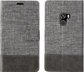 Voor Xiaomi Mi Mix MUMXA MX102 Horizontale flip-canvas stiksels Leren tas met houder & kaartsleuven & portemonnee (grijs)