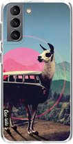 Casetastic Samsung Galaxy S21 4G/5G Hoesje - Softcover Hoesje met Design - Llama Print