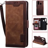 Voor Huawei P30 Lite retro splicing horizontale flip lederen case met kaartsleuven & houder & portemonnee (bruin)
