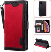 Voor iPhone XR Retro splicing horizontale flip lederen tas met kaartsleuven en houder en portemonnee (rood)