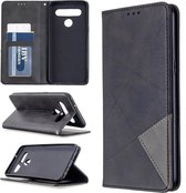 Voor LG K61 Rhombus Texture Horizontale Flip Magnetische Leren Case met Houder & Kaartsleuven & Portemonnee (Zwart)
