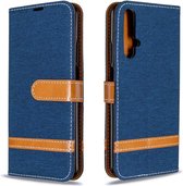Voor Huawei Honor 20S Kleuraanpassing Denim Textuur Horizontaal Flip Leather Case met houder & kaartsleuven & portemonnee & lanyard (donkerblauw)