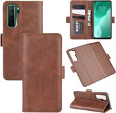 Voor Huawei Nova 7 SE Dual-side magnetische gesp horizontale flip lederen tas met houder & kaartsleuven & portemonnee (bruin)