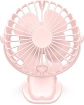 360 graden roterende mini-koelluchtventilator 4 snelheden Verstelbare draagbare USB oplaadbare desktopclip-ventilator (roze)