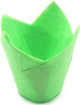 50 stks / set tulp vorm olie hittebestendige cake paper cup (groen)