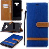 Kleurafstemming Denim Texture Leather Case voor Galaxy Note 9, met houder & kaartsleuven & portemonnee & lanyard (koningsblauw)