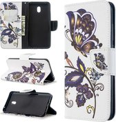 Voor Xiaomi Redmi 8A Gekleurd tekenpatroon Horizontale flip lederen tas met houder & kaartsleuven & portemonnee (witte vlinder)