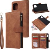 Voor Galaxy Note10 Lite multifunctionele horizontale flip lederen tas, met kaartsleuf en houder en rits portemonnee en fotolijst (bruin)