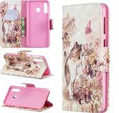 3D Gekleurd Tekenpatroon Horizontale Flip Leren Case voor Galaxy M30, met houder & kaartsleuven & portemonnee (kat)