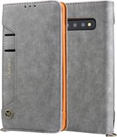 Voor Galaxy S10 CMai2 Kaka-serie Litchi-textuur Horizontale flip lederen tas met houder en kaartsleuven (grijs)