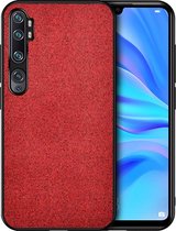 Voor Xiaomi Mi CC9 Pro schokbestendige doektextuur PC + TPU beschermhoes (rood)