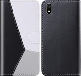 Voor Xiaomi Redmi 7A Tricolor stiksels Horizontale Flip TPU + PU lederen tas met houder & kaartsleuven & portemonnee (zwart)