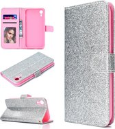 Voor iPhone XR Glitter Poeder Horizontaal Flip Leren Case met Kaartsleuven & Houder & Fotolijst & Portemonnee (Zilver)