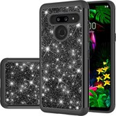 Voor LG G8 ThinQ Glitter Poeder Contrast Skin schokbestendig siliconen + PC beschermhoes (zwart)