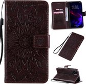 Geperst afdrukken Zonnebloempatroon Horizontale flip PU lederen tas voor iPhone 11, met houder & kaartsleuven & portemonnee en draagkoord