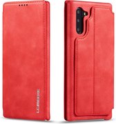 Voor Galaxy A20 Hon Ancient Series lederen tas met kaartsleuven en houder en portemonnee (rood)