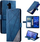 Voor Huawei Mate 20 Lite Skin Feel Splicing Horizontale flip lederen hoes met houder & kaartsleuven & portemonnee & fotolijst (blauw)