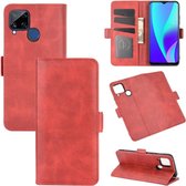 Voor OPPO Realme C15 Dubbelzijdige magnetische gesp Horizontale flip lederen tas met houder & kaartsleuven en portemonnee (rood)