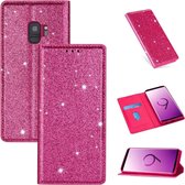 Voor Samsung Galaxy S9 Ultradunne Glitter Magnetische Horizontale Flip Leren Case met Houder & Kaartsleuven (Rose Rood)