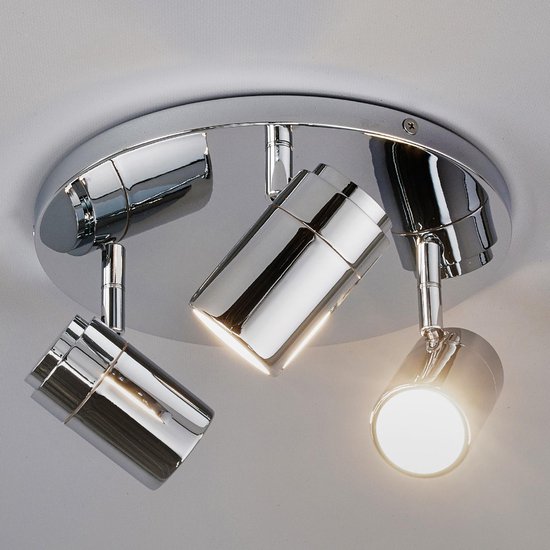 Lindby - Plafondlamp badkamer - 3 lichts - metaal - H: 11 cm - GU10 - chroom