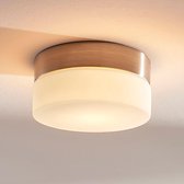Lindby - Plafondlamp badkamer - 1licht - glas, metaal - H: 5 cm - G9 - wit, gesatineerd nikkel