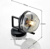 Lindby - wandlamp - 1licht - glas, staal - H: 19.7 cm - E27 - rookgrijs helder, zwart