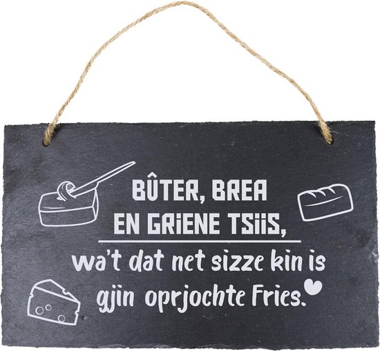 Paper Dreams Spreukbord Fries Buter, Brea 25 Cm Leisteen Zwart