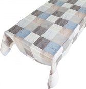 Tafelzeil Wood Squares Blauw 100 x 140