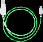 LED-lichtstroom 1m USB A naar Type-C Data Sync-oplaadkabel, voor Galaxy, Huawei, Xiaomi, LG, HTC en andere slimme telefoons (groen)