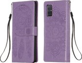 Voor Galaxy A71 Dream Catcher afdrukken Horizontale flip lederen tas met houder & kaartsleuven & portemonnee & lanyard (paars)