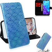 Voor Huawei Y5 (2019) / Honor 8S Effen kleur Kleurrijke magnetische gesp Horizontale flip PU lederen tas met houder & kaartsleuven & portemonnee & draagkoord (blauw)