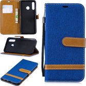 Kleurafstemming Denim Texture Leather Case voor Huawei P30 Lite, met houder & kaartsleuven & portemonnee & lanyard (koningsblauw)