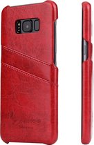 Fierre Shann Retro Oil Wax Texture PU lederen tas voor Galaxy S8, met kaartsleuven (rood)