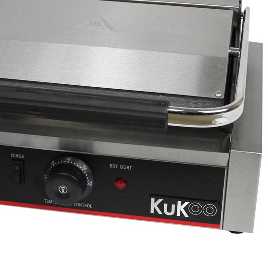 KuKoo Contactgrill (2200 W) - 2 platen - Temperatuur 50-300° C - GRATIS Schoonmaakborstel + 2 x Lekbakjes - Panini grill / Grillplaat van KuKoo — afbeelding 3
