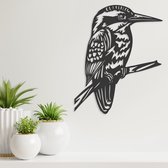 Wanddecoratie - Ijsvogel - Dieren - Hout - Wall Art - Muurdecoratie - Woonkamer - Zwart - 35.5 x 29 cm