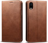 Suteni Calf Texture Horizontal Flip leren tas voor iPhone XR, met houder & kaartsleuven & portemonnee (koffie)