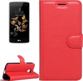 Voor lg k5 litchi textuur horizontale flip lederen tas met magnetische gesp en houder en kaartsleuven en portemonnee (rood)