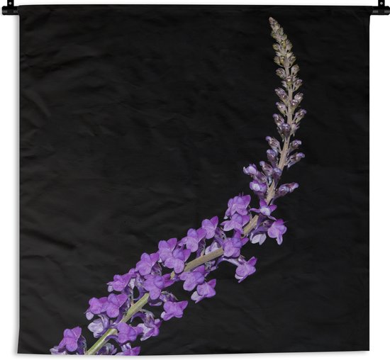 Tapisserie De lavande - Simple lavande violette sur fond noir Tapisserie en coton 180x180 cm - Tapisserie avec photo