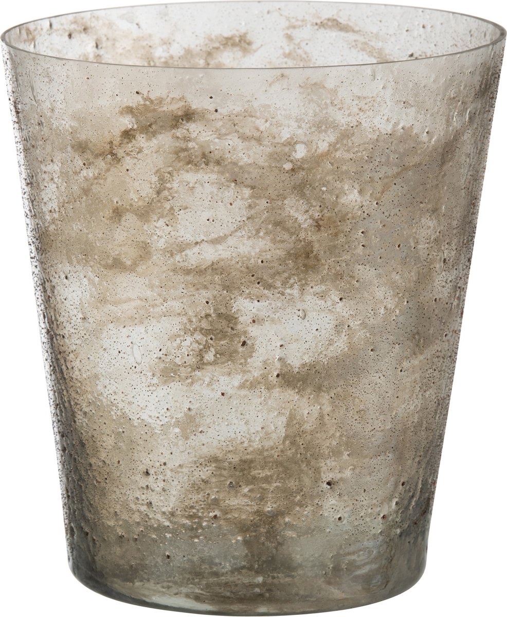 Vaas Ruw Conisch Glas Transparant/Zand Large - Vaas - Kaarshouder -