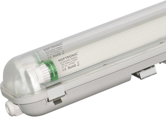 HOFTRONIC LED TL armatuur 120cm dubbel - T8 (G13) - 36 Watt 5760 lumen (160lm/W) - 3000K warm wit (830) - Koppelbaar - Flikkervrij - IP65 waterdicht - LED TL Lamp